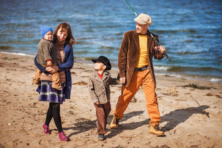 The Great family fishing on the river.の写真素材