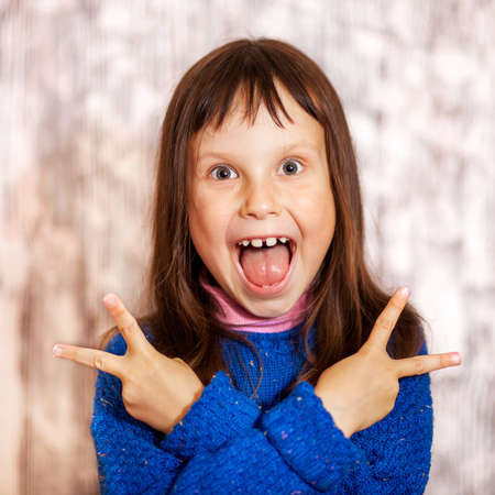 The Portrait of girl with different emotions.の写真素材