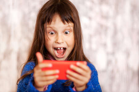 The Portrait of girl with different emotions.の写真素材