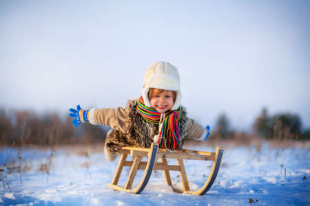 Child happy outdoors.の写真素材