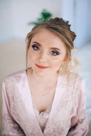 A beautiful and gentle morning of the bride.の写真素材