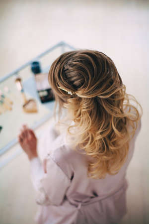 A beautiful and gentle morning of the bride.の写真素材