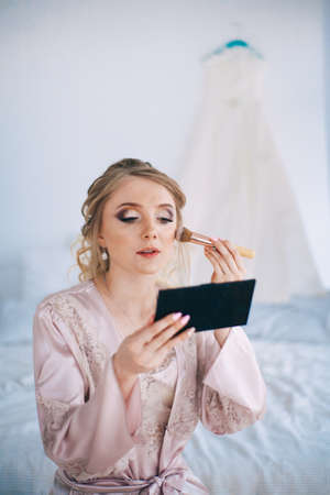 A beautiful and gentle morning of the bride.の写真素材