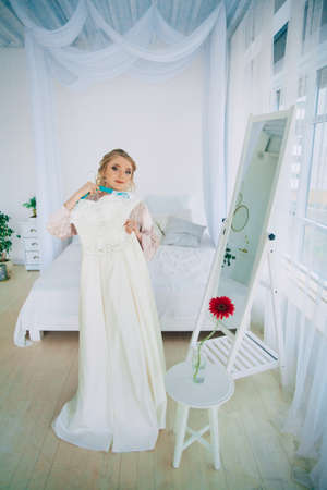 A beautiful and gentle morning of the bride.の写真素材
