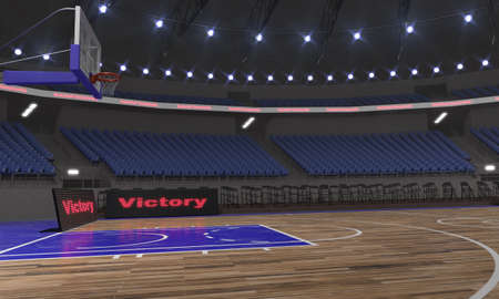 3d render of indoor basketball stadium with lightsの写真素材