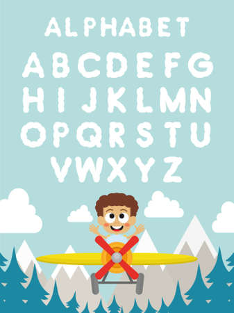 Cute pilot themed English capital lettersのイラスト素材
