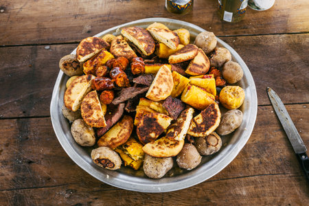 social event of eating meat, a barbecue in Colombiaの写真素材