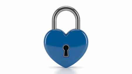 Blue Heart Padlock on Whiteの素材
