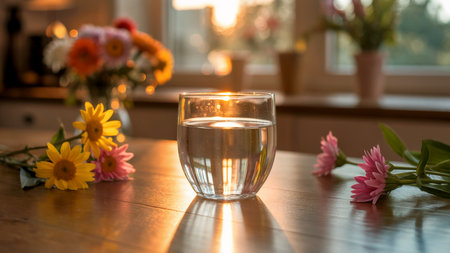 Glass of Water with Flowersの素材