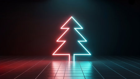 Futuristic Neon Christmas Tree Lightの素材