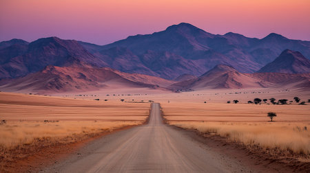 Desert Road into Sunset Mountainsの素材