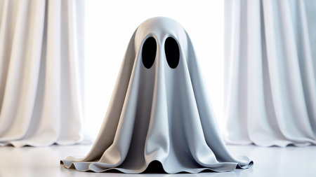 Cartoon Ghost with White Sheetの素材