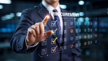 Businessman Using Digital Procurement Management System Interfaceの素材