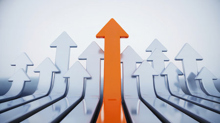 Leadership and Business Growth Concept with Upward Arrowsの素材