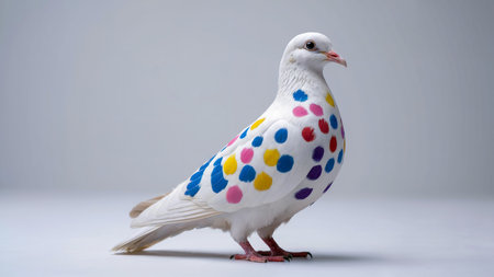 Colorful Polka Dotted White Dove Artの素材