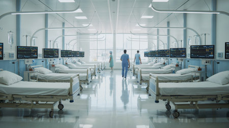 Modern Hospital Ward with Advanced Medical Equipmentの素材