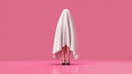 Minimal Ghost Costume Concept on Pink Backgroundの素材