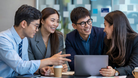 Team of Young Professionals Working Together in Office Meetingの素材