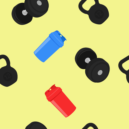 Vector Illustration Gym Themed Seamless Pattern Backgroundのイラスト素材