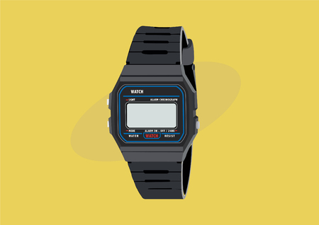 Vintage Digital Watch, Vector Illustration isolatedのイラスト素材