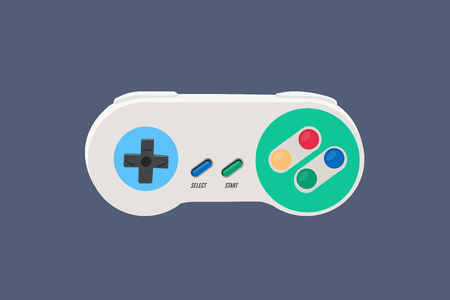 Vector Illustration of a 90s Vintage Video Game Controller - Vectorのイラスト素材