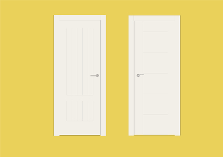 Vector Illustration of Two White Doorsのイラスト素材