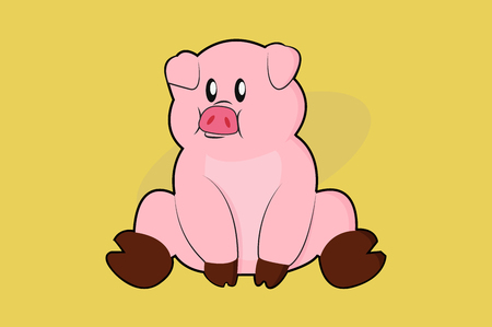 Vector Illustration of a Pig Just Sittingのイラスト素材