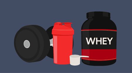 Vector Illustration of Protein and Dumbbellのイラスト素材