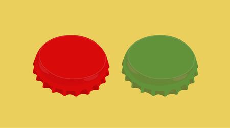 Vector Isolated Illustration of a Red and a Green Bottle Topsのイラスト素材
