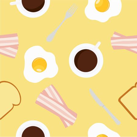 Vector Seamless Background Pattern Breakfast Themedのイラスト素材