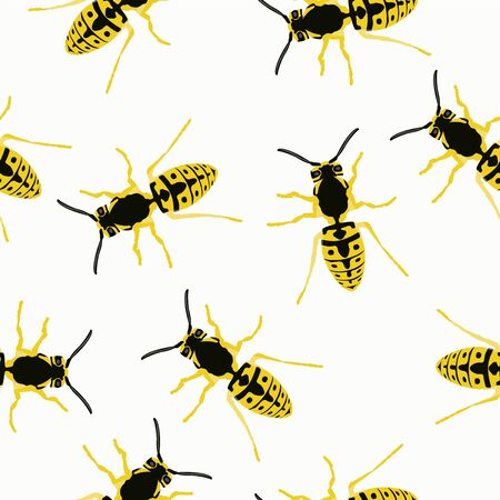 Vector Seamless Pattern Background with Waspsのイラスト素材