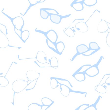 Vector Seamless Pattern with Blue Glassesのイラスト素材