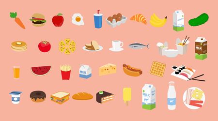 Vector Isolated Set of Food Iconsのイラスト素材
