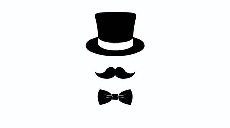 Vector Isolated Illustration of a Hat, Mustache and Bow Tie Iconのイラスト素材
