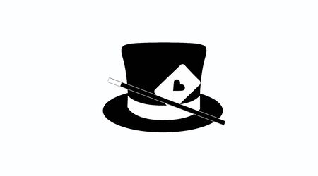 Vector Isolated Magician or Magic Logo. Black and White Icon, with a Magician Hatのイラスト素材