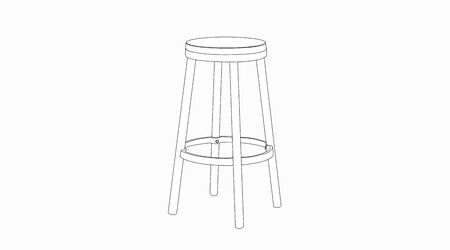 Vector Isolated Illustratio of a Black and White Wooden Bar Stoolのイラスト素材
