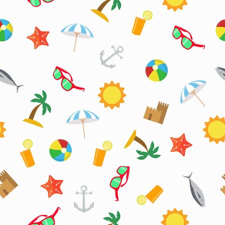 Vector Illustration Summer Seamless Pattern or Backgroundのイラスト素材