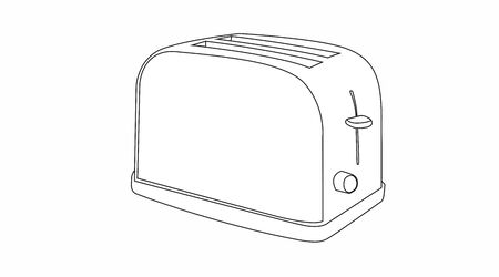 Vector Isolated Black and White Illustration of a Toasterのイラスト素材