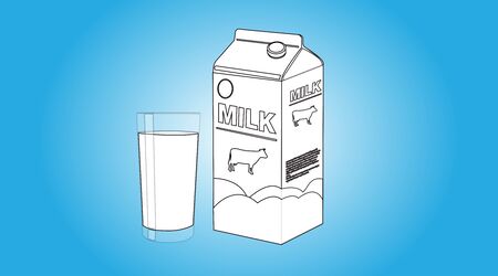 Milk Box and Glass of Milkのイラスト素材