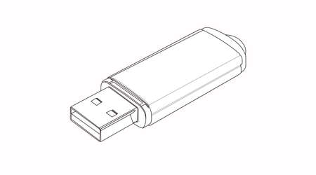 Vector Isolated Black and White Illustration of a USB device