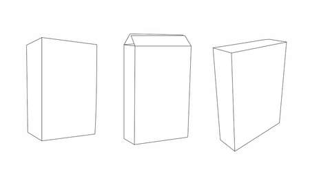 Vector Set of Isolated Black and White Carton Cereal Box Illustrationのイラスト素材