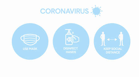 Vector Isolated Coronavirus Prevention Icon Setのイラスト素材