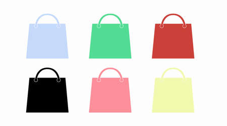 Vector Isolated Different Colors Shopping Bag Icon Setのイラスト素材