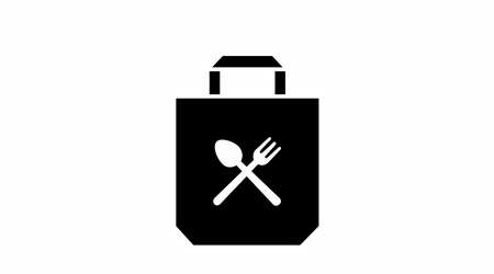 Vector Isolated Black and White Take Away Bag Icon or Signのイラスト素材
