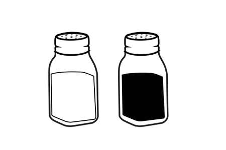 Vector Isolated Illustration of Satl and Pepper Bottles. Salt and Pepper Iconsのイラスト素材