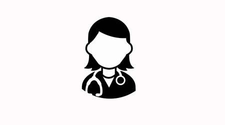 Black and White Female Doctor Icon or Signのイラスト素材
