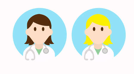 Two Different Vector Isolated Female Doctor Icon or Signのイラスト素材