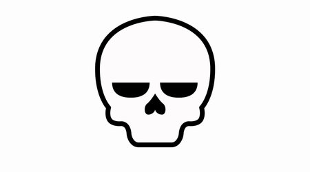 Vector Isolated Illustration of a Cute Angry Tired Skull. Cute Skull Iconのイラスト素材