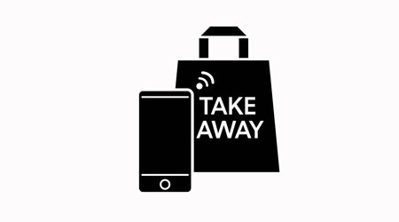 Vector Isolated Black and White Take Away Bag Icon with a Mobile Icon or Signのイラスト素材