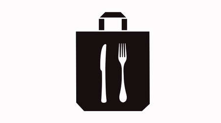 Vector Isolated Black and White Take Away Bag Icon or Signのイラスト素材